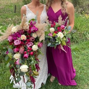 Vibrant jewel toned magenta dress